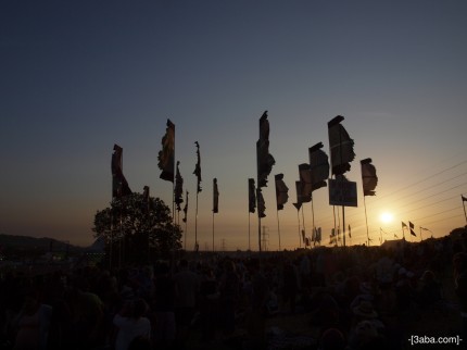 Flags next to Pyrimid stage, Glastonbury 2010